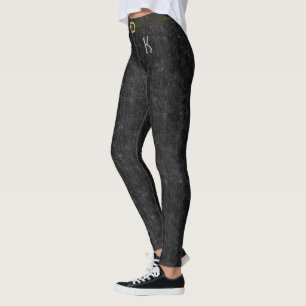 Leggings Black Stonewashed Denim Jeans Monogramme customisé