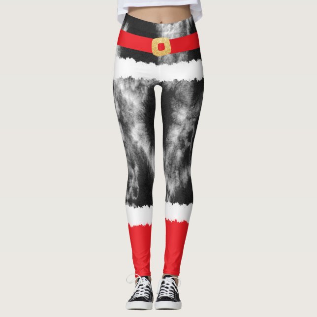 Leggings Black Tie Dye Santa Claus Costume Noël (Devant)