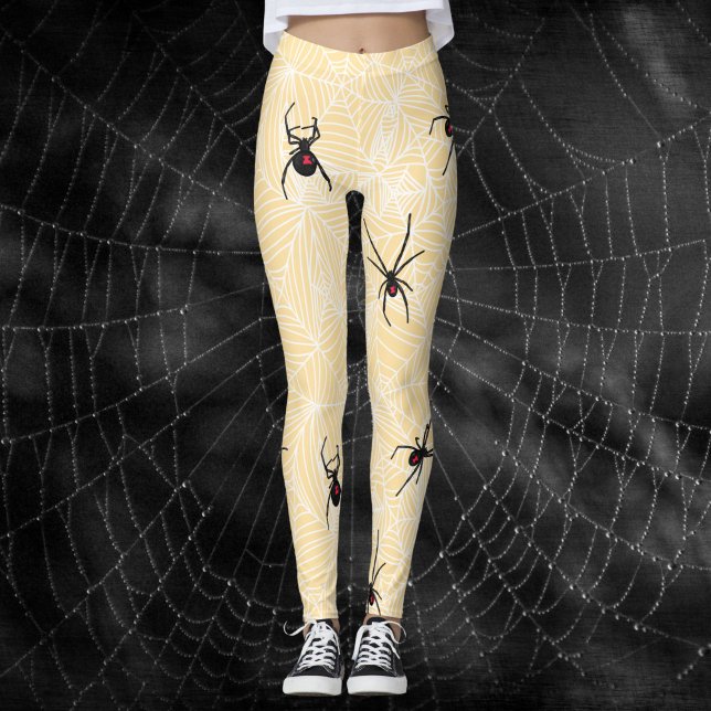 Leggings Black Widow Spider Webs Pastel Yellow Costume (Créateur téléchargé)