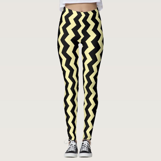 Leggings Black Zigzag Design You Choose Background Colour (Devant)