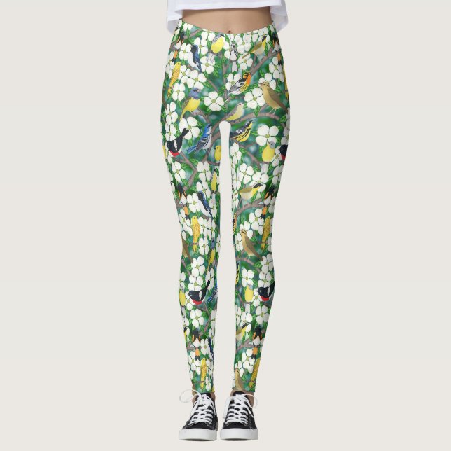 Leggings blaireaux dans le bois de chien en fleurs (Devant)