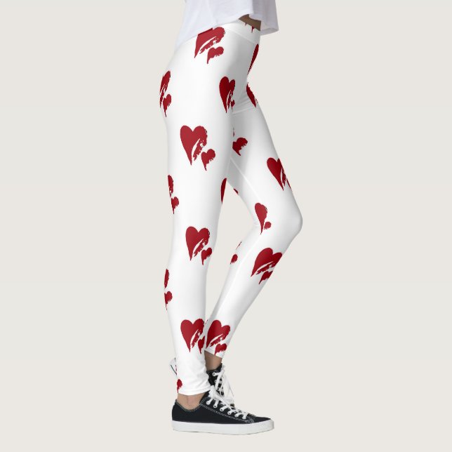 Leggings Blanc avec jambières de coeur rouge (Droite)