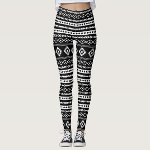 Leggings Blanc aztèque sur Motifs noir mélangés Rpt Moti