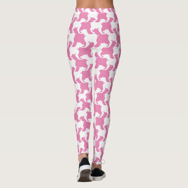 Leggings Blanc et Choisir la couleur Houndstooth chiens leg (Dos)
