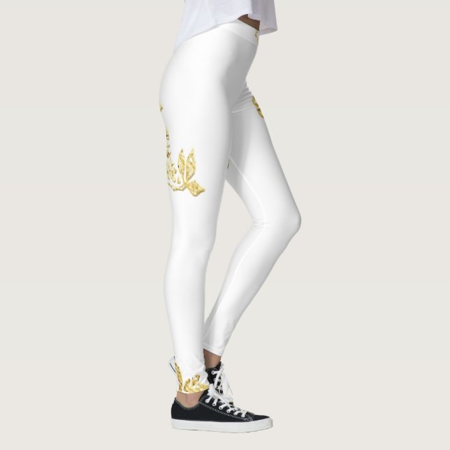 Leggings Blanc Et Or | Zazzle_Growshop. (Droite)