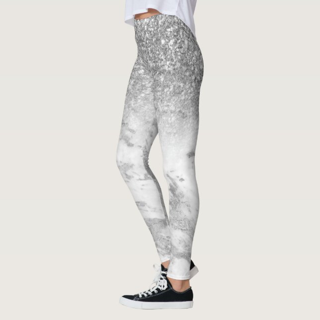 Leggings Blanc faux marbre et ombre parties scintillant (Gauche)
