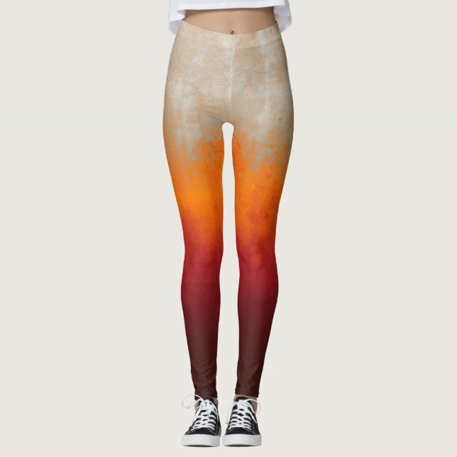 Leggings Blanc gris orange Rouge rustique ombre (Devant)