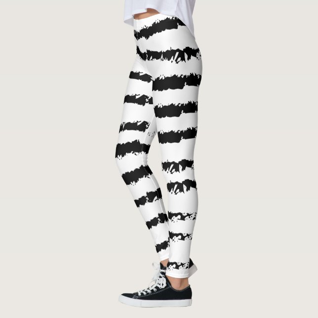 Leggings Blanc noir rayé (Gauche)