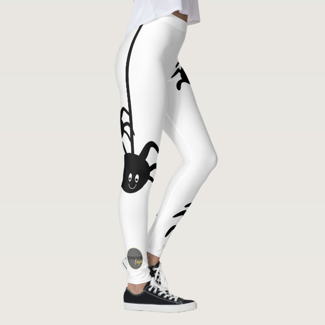 LEGGINGS BLANC NOIR SPIDER HALLOWEEN BUSINESS LOGO PERSONNA (Droite)