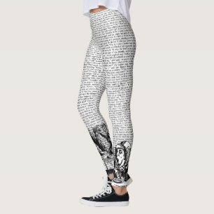 Leggings Blanc noir vintage des textes et de frontière