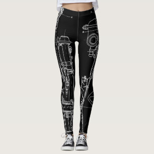 LEGGINGS BLANC OUVRIER DE NOIR DE MODÈLE DE DESSIN