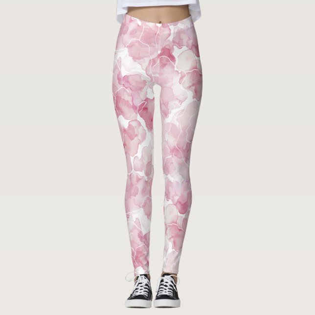 Leggings Blanc rose Abstrait (Devant)
