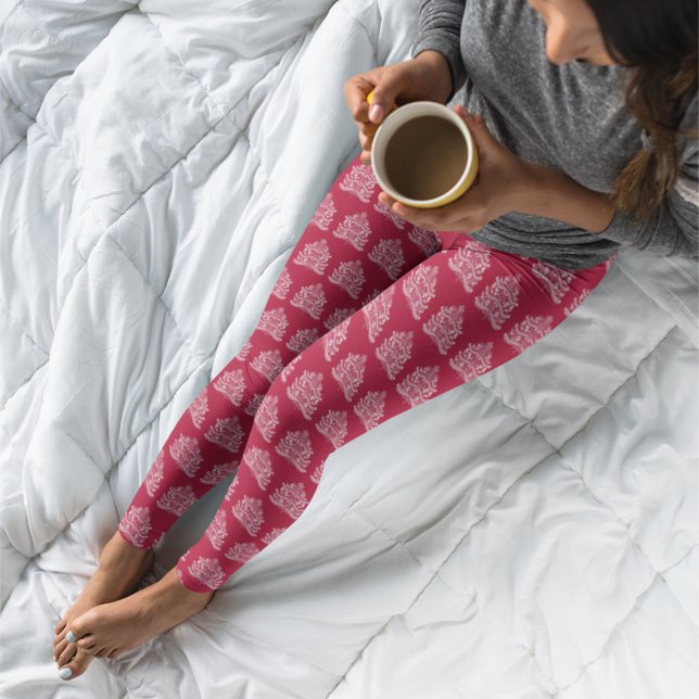 Leggings Blanc sur arbre de Noël scandinave rouge (Créateur téléchargé)