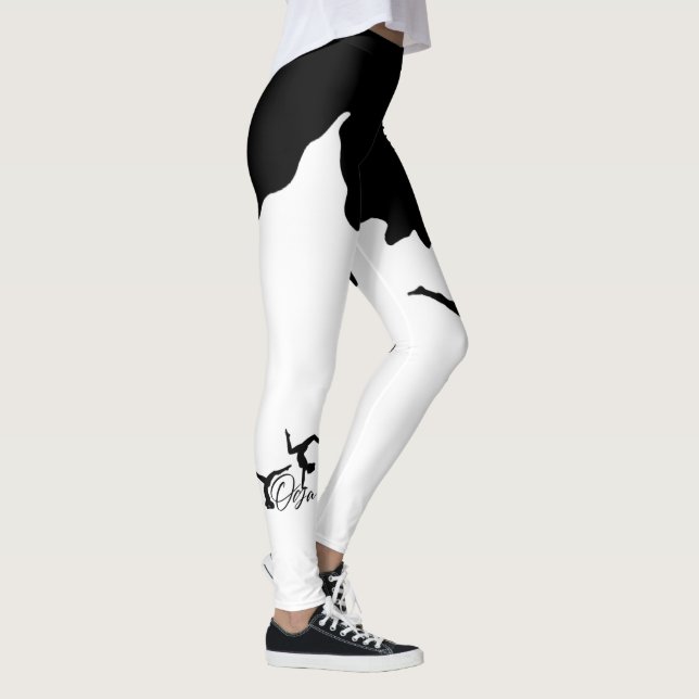 Leggings blanco con corte de negro para  yoga (Droite)
