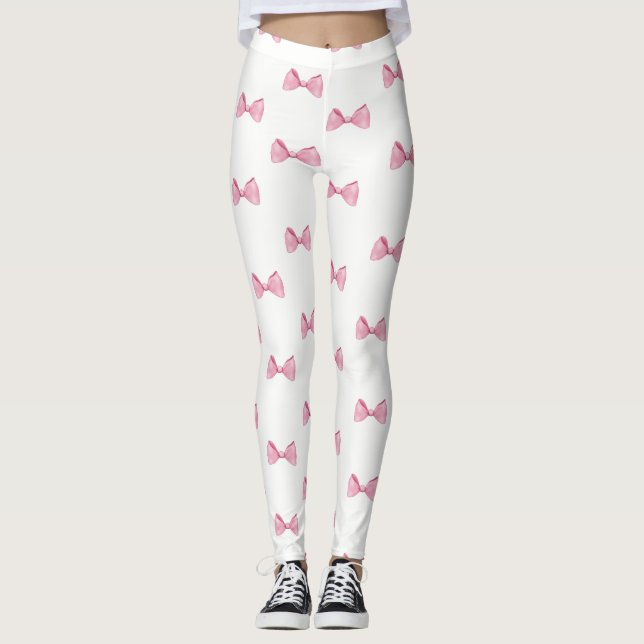 Leggings blancs avec des vaches roses (Devant)