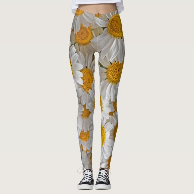 Leggings Blancs : Beau Arrière - plan Floral (Devant)