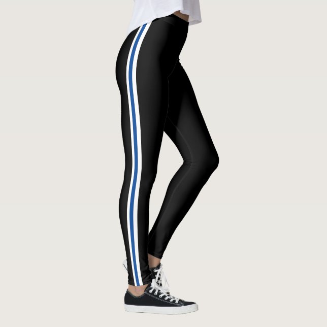 Leggings Blancs classiques et Bleus sur le côté noir  (Droite)