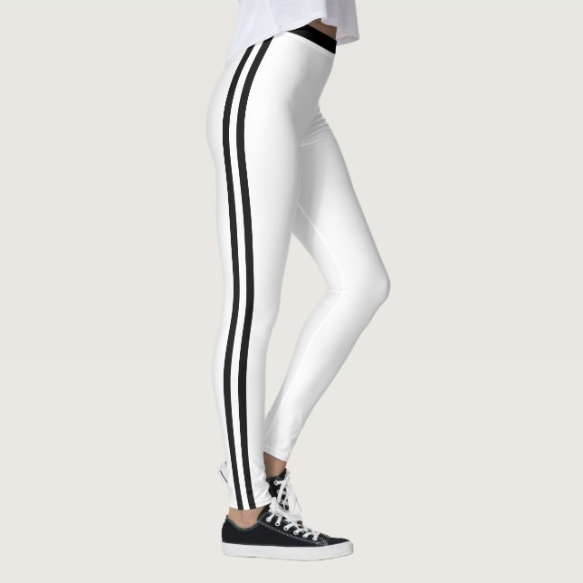 Leggings blancs de sport à rayures latérales noire (Droite)