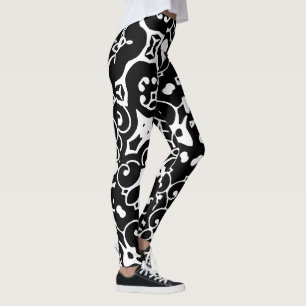 Leggings Blancs d'ébène Abstrait 4Helen
