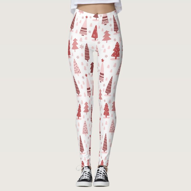 Leggings blancs Motifs de l'arbre de Noël (Devant)