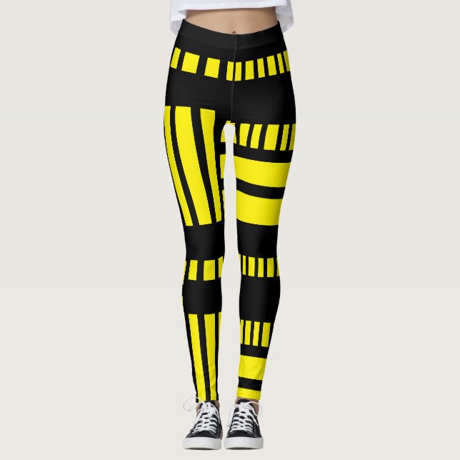 Leggings Blancs noirs 01 B Jaune BG (Devant)