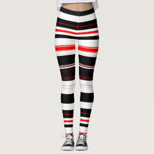 Leggings Blancs rouges et noirs horizontaux