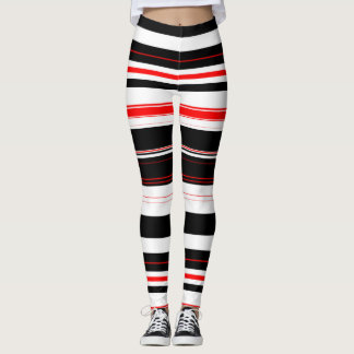 Leggings Blancs rouges et noirs horizontaux
