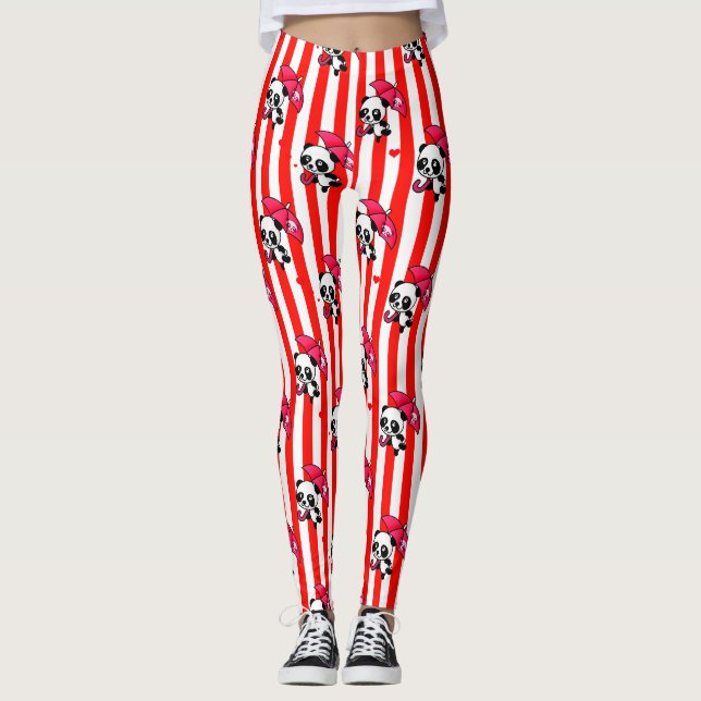Leggings Blancs rouges mignons (Devant)