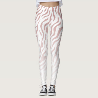 Leggings Blancs Zèbre et Rose : Légendes élégantes