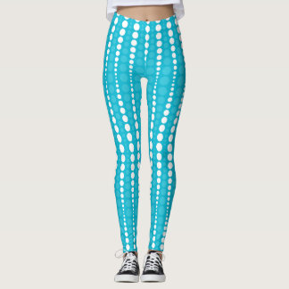 Leggings Bleu Aqua et Blanc à Points