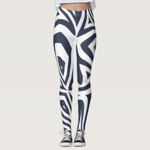 Leggings Bleu blanc Abstrait Zèbre Imprimer Légendes femmes