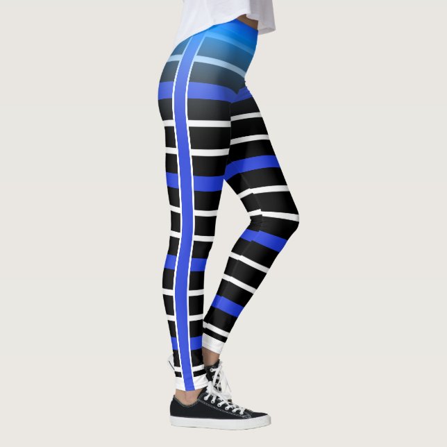 Leggings Bleu/Blanc - Bleu - Bande horizontale Choisissez v (Droite)