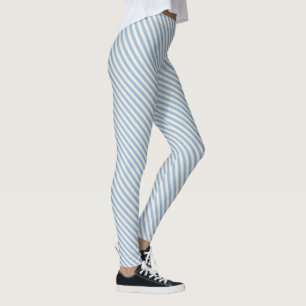 Leggings Bleu blanc Diagonal Stripes Motif
