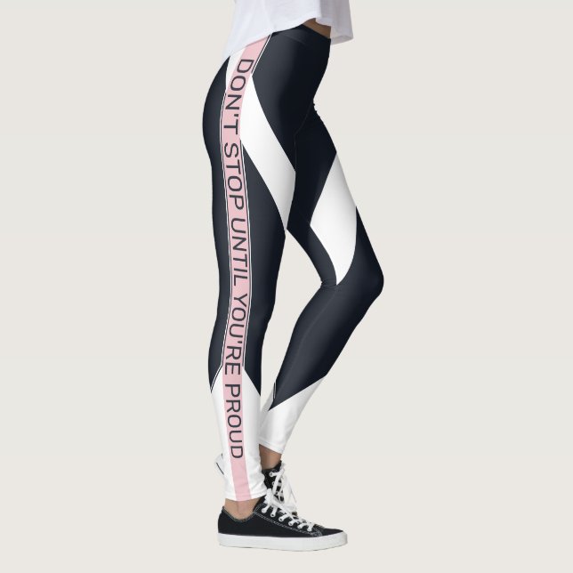 Leggings Bleu blanc et rose bandes géométriques motivantes (Droite)