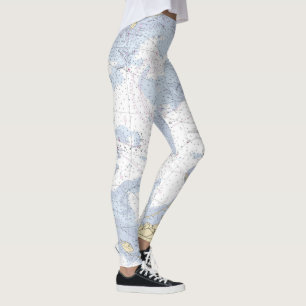 Leggings Bleu Blanc Tan Authentic Carte Nautique