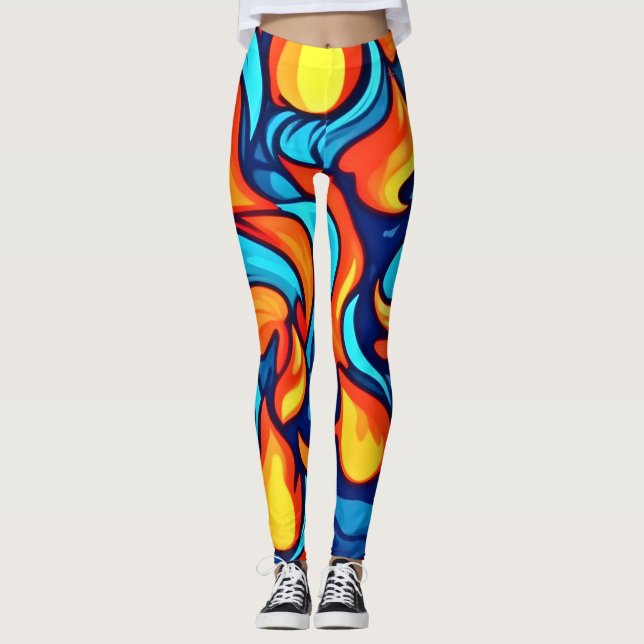 Leggings Bleu brillant Abstrait (Devant)