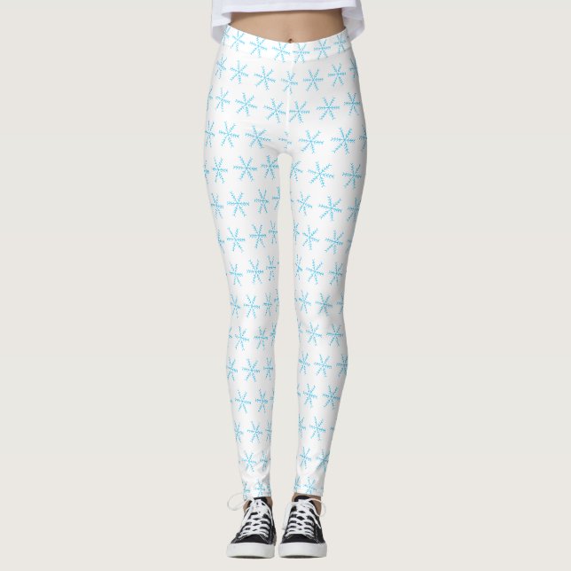Leggings Bleu clair de base - Hauteurs blanches (Devant)