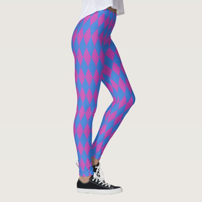 Leggings Bleu clair et Magenta Faux Motif en écaille (Droite)