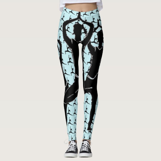 Leggings Bleu clair Travail Il Yoga Pose Silhouette (Devant)