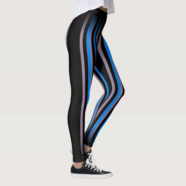 Leggings Bleu classique et bleu gris noir Gris vertical (Droite)