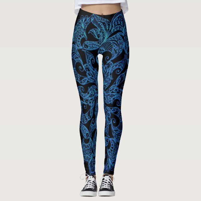 Leggings Bleu, copie de mode, motif (Devant)