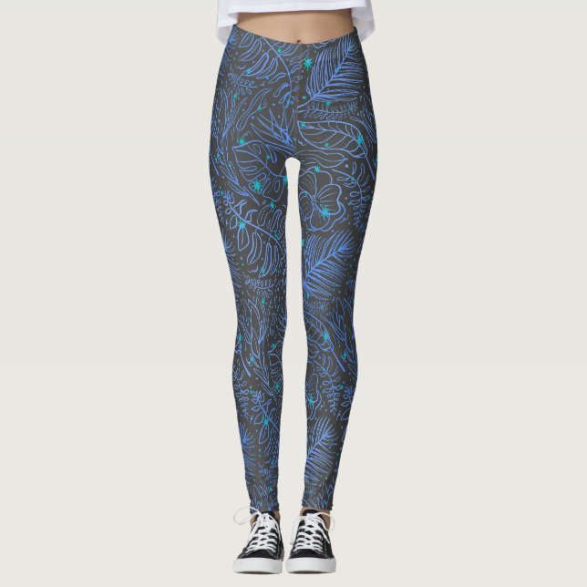 Leggings Bleu D Gris Gris BG plante (Devant)