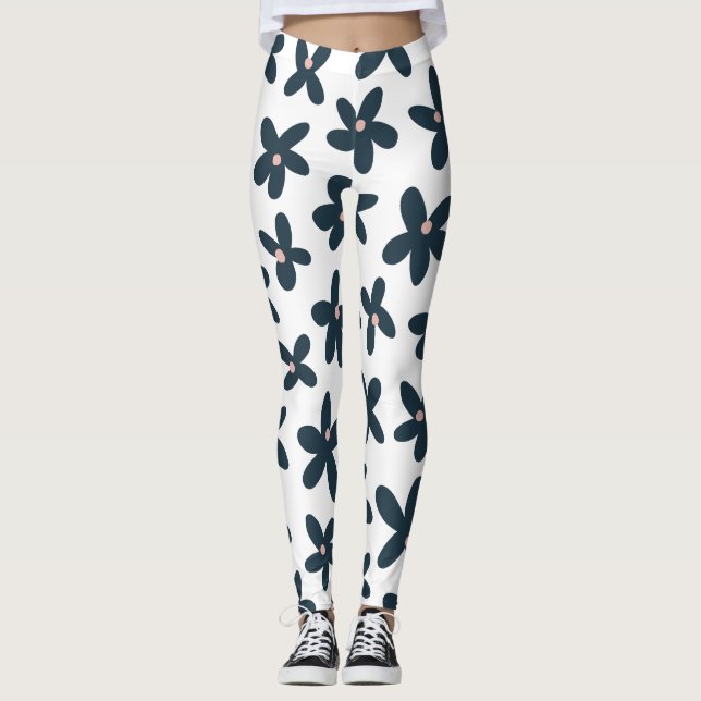 Leggings Bleu Daisy Floral Cute Exercice (Devant)