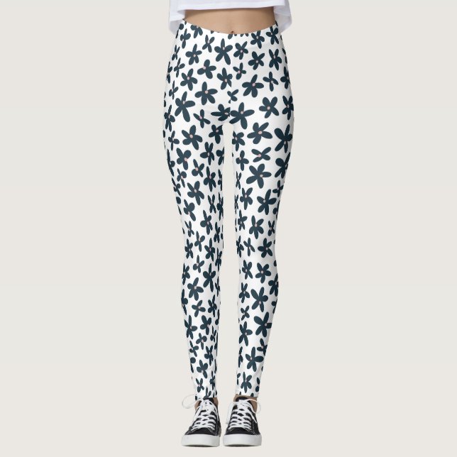 Leggings Bleu Daisy Floral Cute Exercice (Devant)