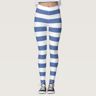 Leggings Bleu de Cornflower et blanc rayé horizontal