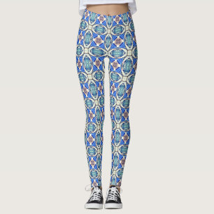 Leggings bleu de motif de coeurs de mandala