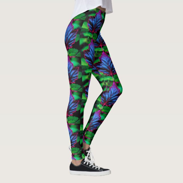 Leggings Bleu de néon sur vert vif (Droite)