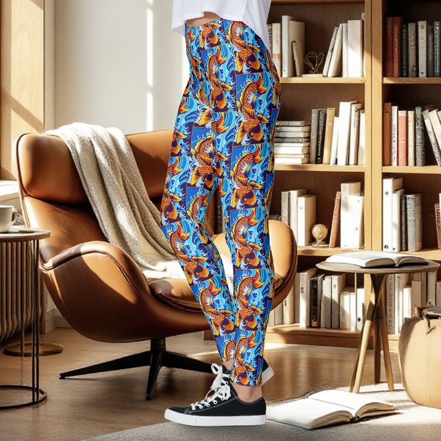 Leggings Bleu de poisson orange Koi (Créateur téléchargé)