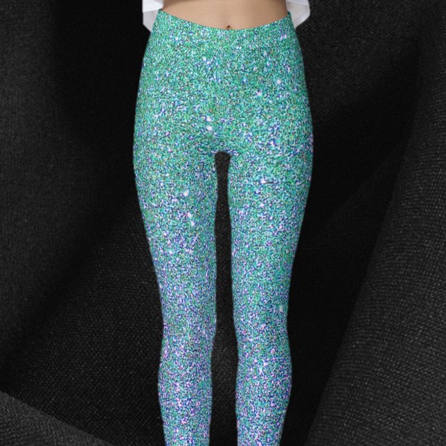 Leggings Bleu de verre Parties scintillant verte et violett (Créateur téléchargé)