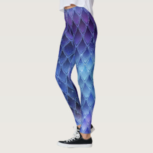 Leggings Bleu Dégradé Dragon Écailles Leggements